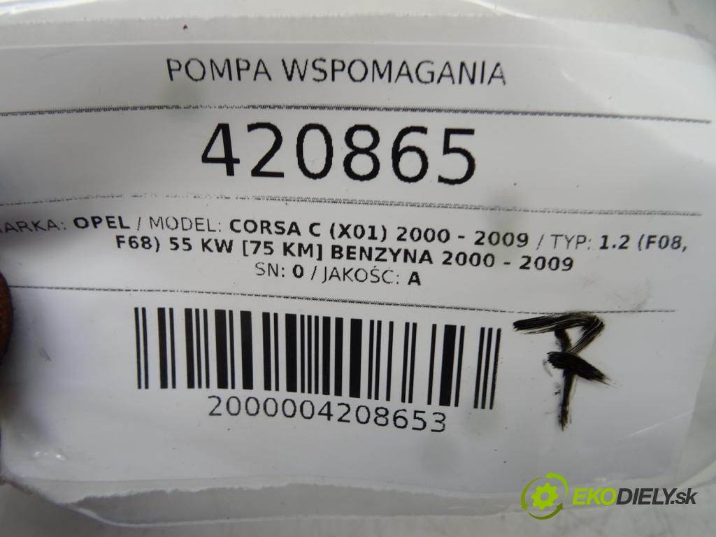 OPEL CORSA C (X01) 2000 - 2009    1.2 (F08, F68) 55 kW [75 KM] benzyna 2000 - 2009  Pumpa servočerpadlo 001407140 (Servočerpadlá, pumpy riadenia)