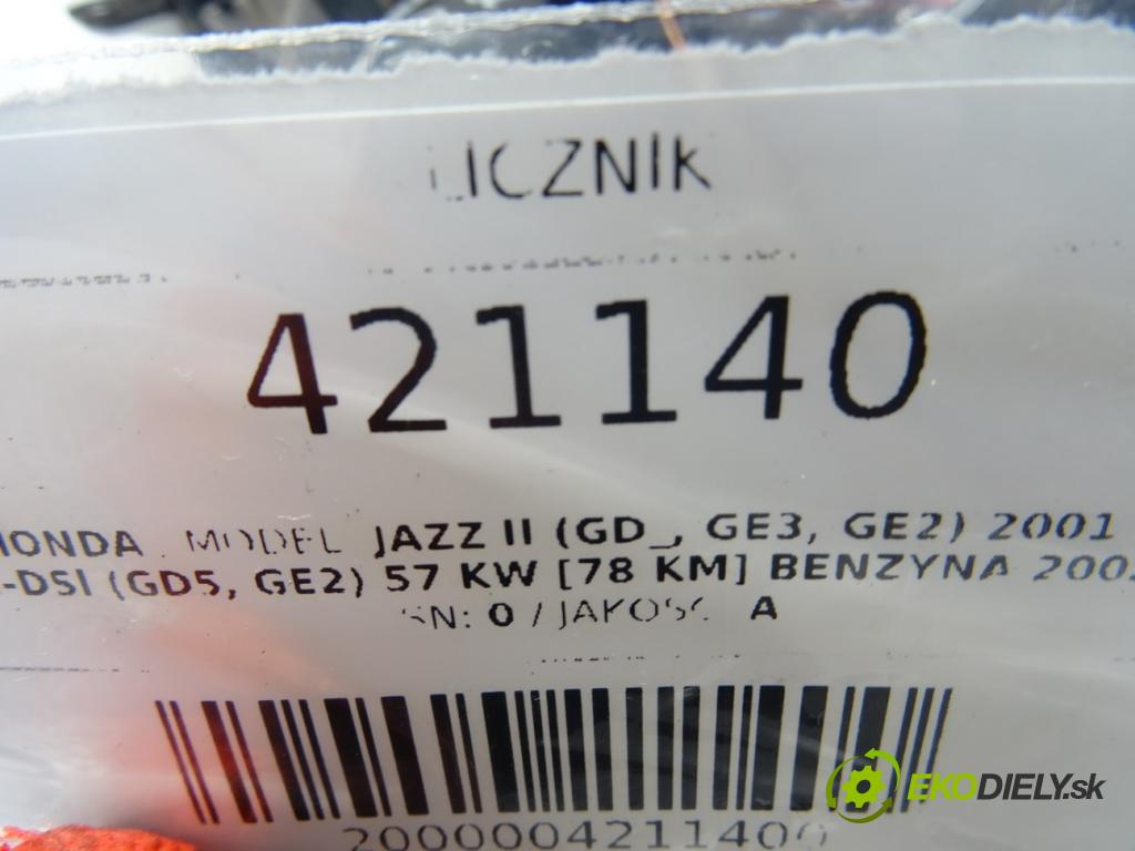 HONDA JAZZ II (GD_, GE3, GE2) 2001 - 2008    1.2 i-DSI (GD5, GE2) 57 kW [78 KM] benzyna 2002 -   Prístrojovka 78100SAAG100 (Prístrojové dosky, displeje)