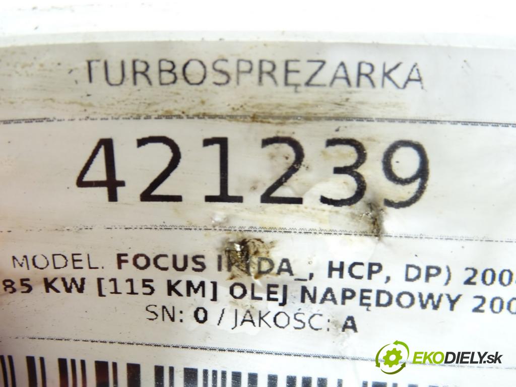 FORD FOCUS II (DA_, HCP, DP) 2004 - 2013    1.8 TDCi 85 kW [115 KM] olej napędowy 2005 - 2012  Turbodúchadlo,turbo 769Q-6K682-BB (Turbodúchadlá (kompletné))