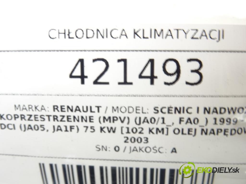RENAULT SCÉNIC I nadwozie wielkoprzestrzenne (MPV) (JA0/1_, FA0_) 1999 - 2010    1.9 dCi (JA05, JA1F) 75 kW [102 KM] olej napędowy   Chladič klimatizácie 0 (Chladiče klimatizácie)