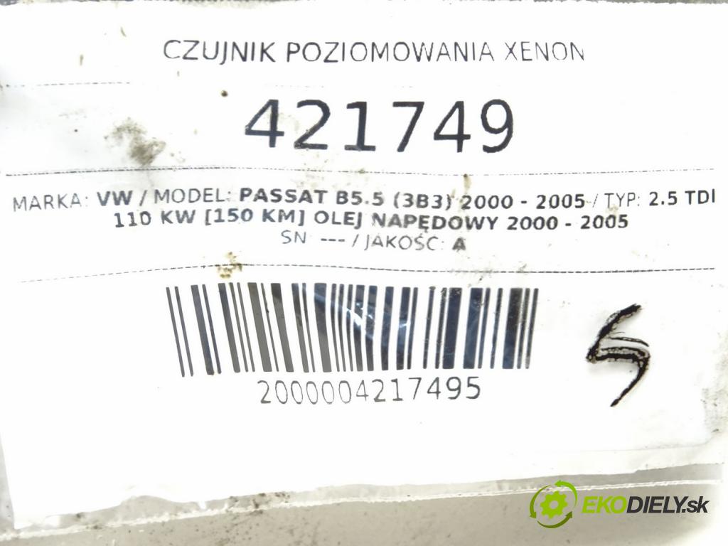 VW PASSAT B5.5 (3B3) 2000 - 2005    2.5 TDI 110 kW [150 KM] olej napędowy 2000 - 2005  snímač ÚROVEŇ: XENON 4B0907503 (Snímače)