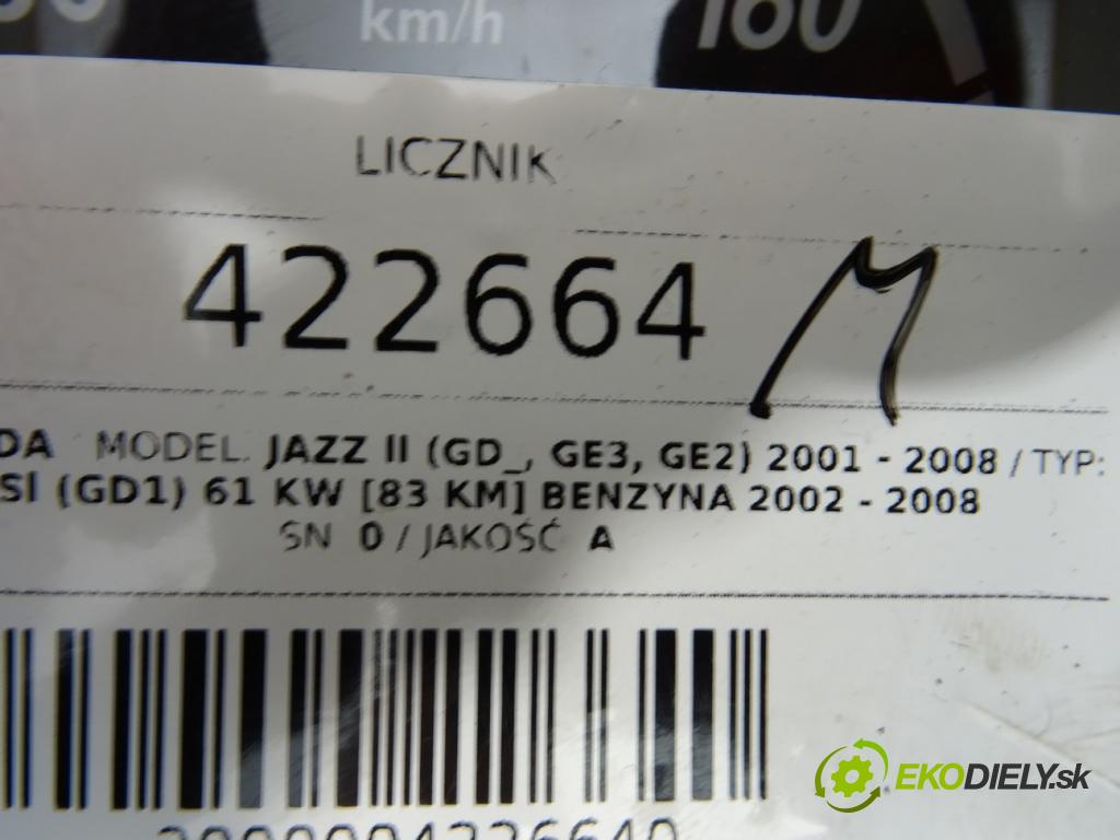HONDA JAZZ II (GD_, GE3, GE2) 2001 - 2008    1.3 iDSi (GD1) 61 kW [83 KM] benzyna 2002 - 2008  Prístrojovka HR0294120 (Prístrojové dosky, displeje)