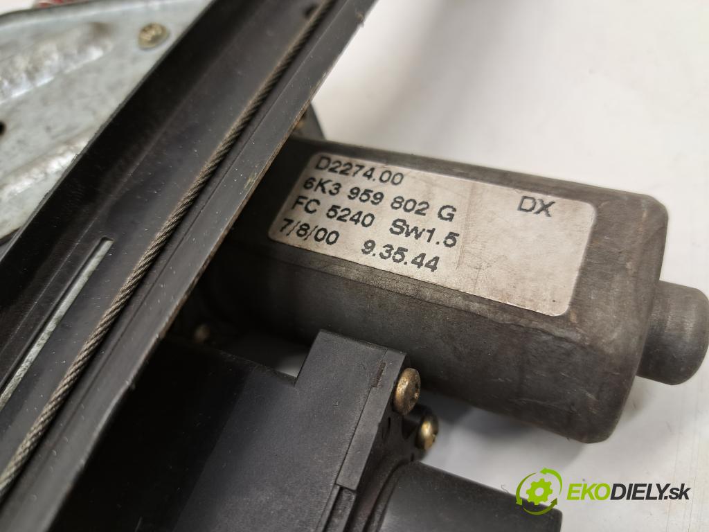 SEAT IBIZA II (6K1) 1993 - 2002    1.9 TDI 66 kW [90 KM] olej napędowy 1996 - 2002  Mechanizmus okna predný pravy 6K3959802G (Ostatné)