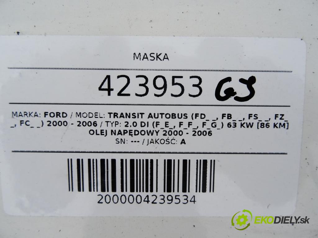 FORD TRANSIT Autobus (FD_ _, FB_ _, FS_ _, FZ_ _, FC_ _) 2000 - 2006    2.0 DI (F_E_, F_F_, F_G_) 63 kW [86 KM] olej napęd  kapota