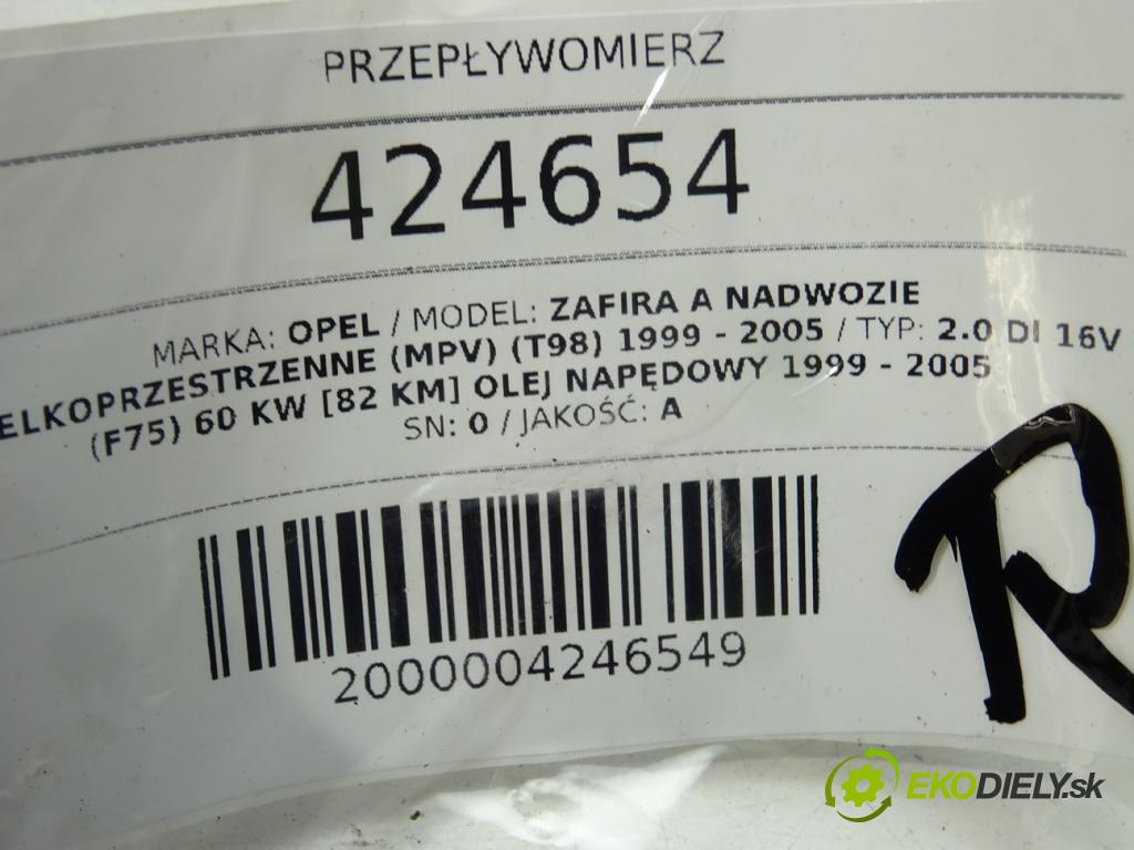 OPEL ZAFIRA A nadwozie wielkoprzestrzenne (MPV) (T98) 1999 - 2005    2.0 DI 16V (F75) 60 kW [82 KM] olej napędowy 1999   Váha vzduchu  (Váhy vzduchu)