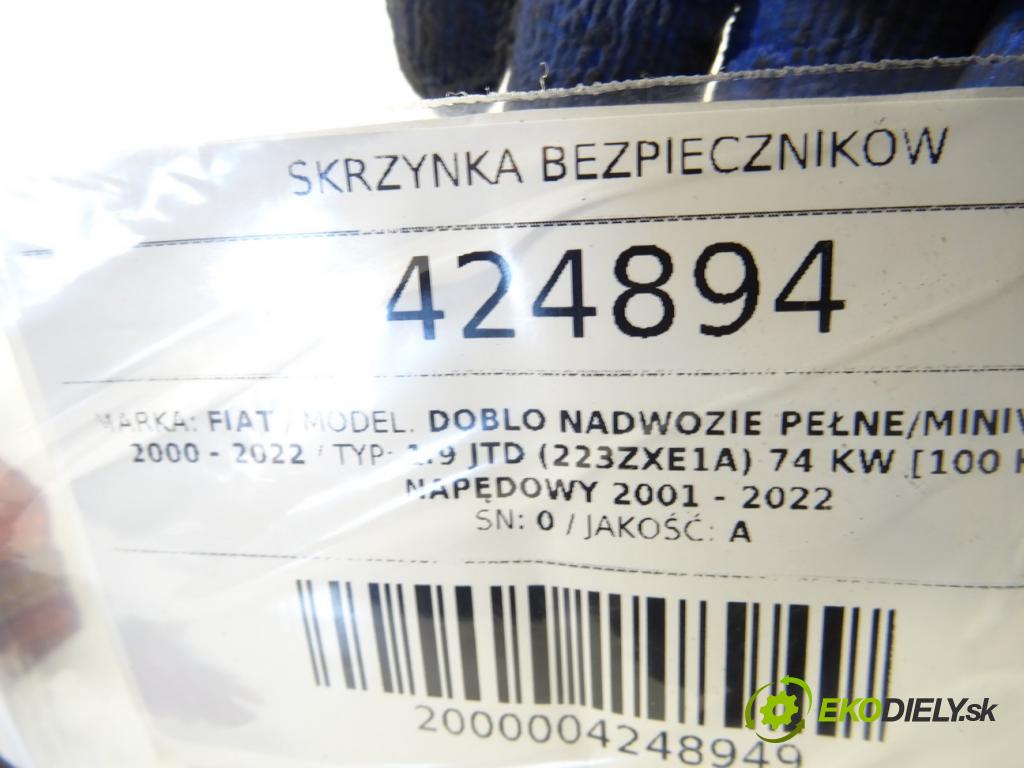 FIAT DOBLO Nadwozie pełne/minivan (223_) 2000 - 2022    1.9 JTD (223ZXE1A) 74 kW [100 KM] olej napędowy 20  skříňka poistková  (Pojistkové skříňky)