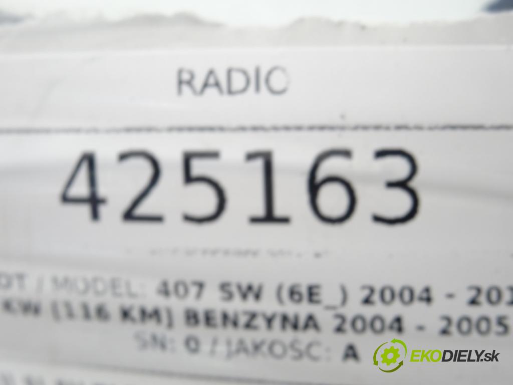 PEUGEOT 407 SW (6E_) 2004 - 2011    1.8 85 kW [116 KM] benzyna 2004 - 2005  RADIO  (Audio zariadenia)