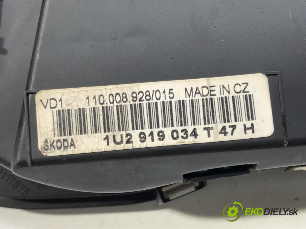 SKODA OCTAVIA I (1U2) 1996 - 2010    1.6 55 kW [75 KM] benzyna 1996 - 2004  Prístrojovka 1U2919034T (Prístrojové dosky, displeje)