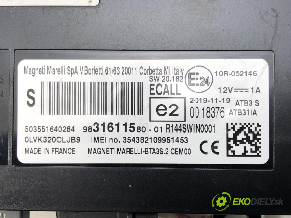 PEUGEOT 308 II (LB_, LP_, LW_, LH_, L3_) 2013 - 2021    1.2 THP 130 96 kW [131 KM] benzyna 2013 - 2021  Modul BLUETOOTH 9831611580 (Ostatné)