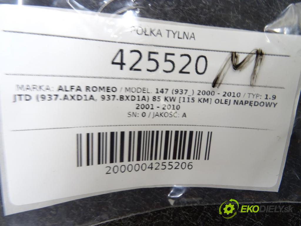 ALFA ROMEO 147 (937_) 2000 - 2010    1.9 JTD (937.AXD1A, 937.BXD1A) 85 kW [115 KM] olej  Pláto zadná 0 (Pláta zadné)