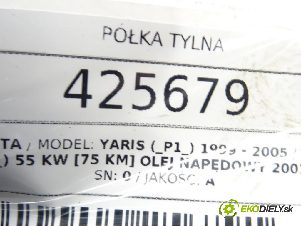 TOYOTA YARIS (_P1_) 1999 - 2005    1.4 D-4D (NLP10_) 55 kW [75 KM] olej napędowy 2001  Pláto zadná  (Pláta zadné)