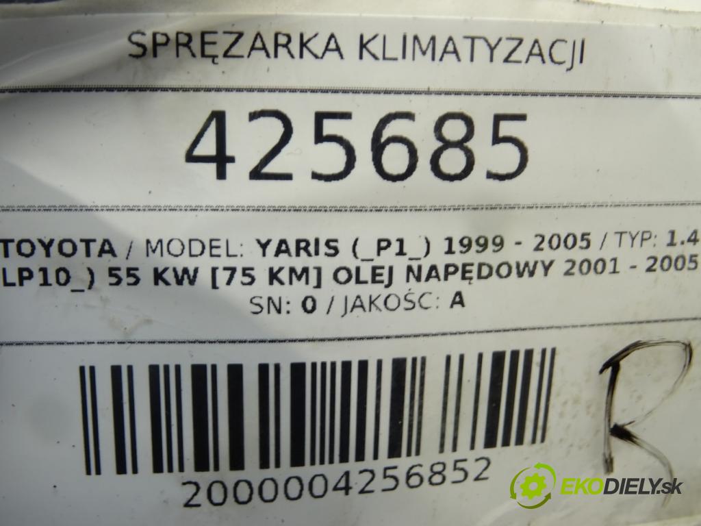 TOYOTA YARIS (_P1_) 1999 - 2005    1.4 D-4D (NLP10_) 55 kW [75 KM] olej napędowy 2001  Kompresor klimatizácie 447220-6542 (Kompresory klimatizácie)