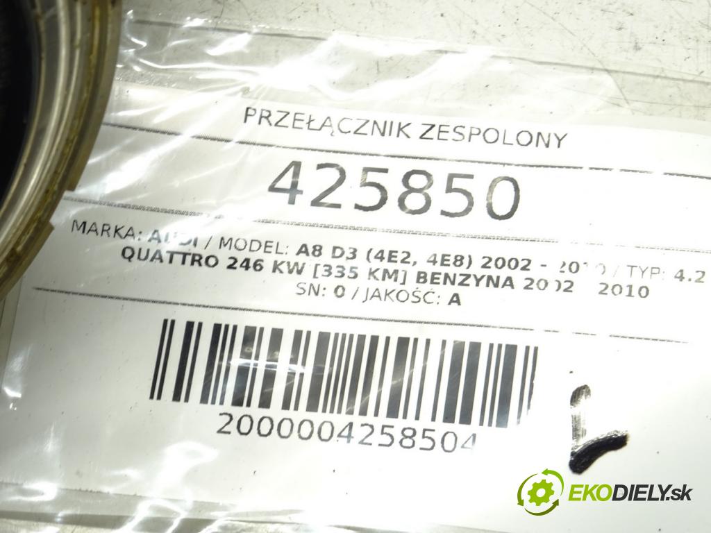 AUDI A8 D3 (4E2, 4E8) 2002 - 2010    4.2 quattro 246 kW [335 KM] benzyna 2002 - 2010  Prepínač kombinovaný 4E0953549A (Prepínače, spínače, tlačidlá a ovládače kúrenia)