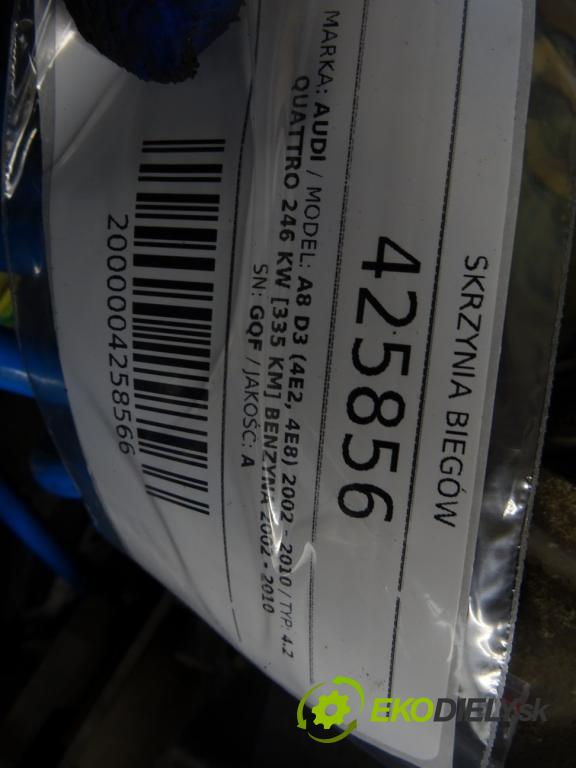 AUDI A8 D3 (4E2, 4E8) 2002 - 2010    4.2 quattro 246 kW [335 KM] benzyna 2002 - 2010  Prevodovka GQF (Prevodovky)