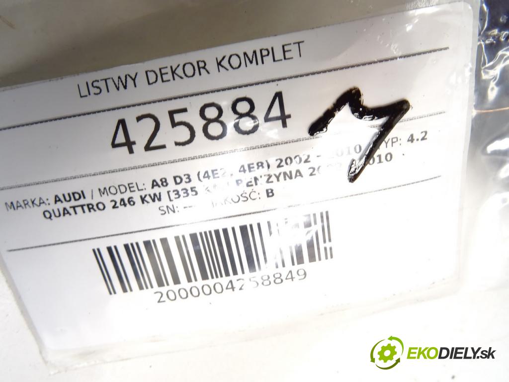 AUDI A8 D3 (4E2, 4E8) 2002 - 2010    4.2 quattro 246 kW [335 KM] benzyna 2002 - 2010  lišty kryt  (Lišty)