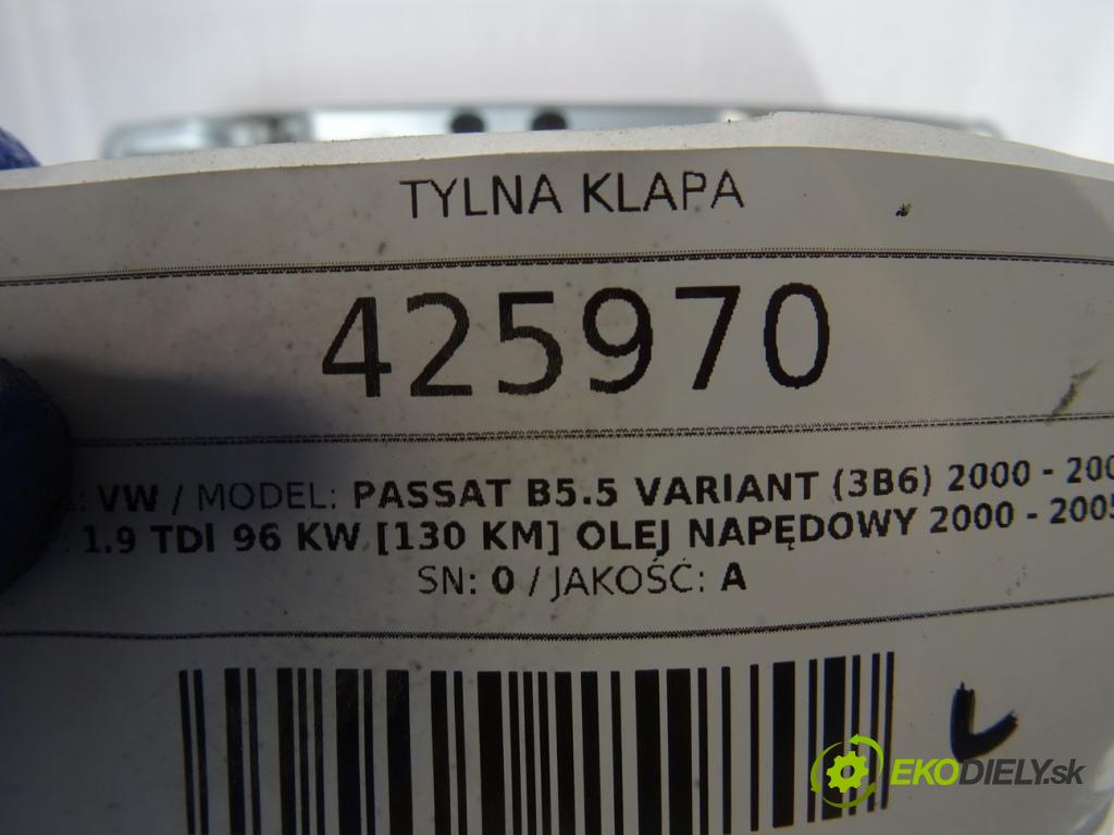 VW PASSAT B5.5 Variant (3B6) 2000 - 2005    1.9 TDI 96 kW [130 KM] olej napędowy 2000 - 2005  zadní část kapota  (Zadní kapoty)