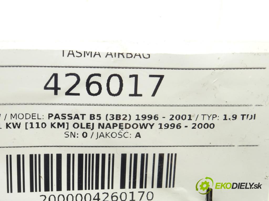 VW PASSAT B5 (3B2) 1996 - 2001    1.9 TDI 81 kW [110 KM] olej napędowy 1996 - 2000  Krúžok, slimák airbag  (Airbagy)