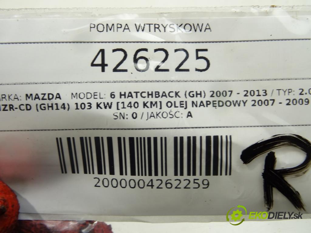 MAZDA 6 Hatchback (GH) 2007 - 2013    2.0 MZR-CD (GH14) 103 kW [140 KM] olej napędowy 20  Pumpa vstrekovacia RF7J13800A (Vstrekovacie čerpadlá)