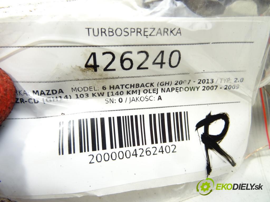 MAZDA 6 Hatchback (GH) 2007 - 2013    2.0 MZR-CD (GH14) 103 kW [140 KM] olej napędowy 20  turbo VJ360711 (Turbodúchadla (kompletní))