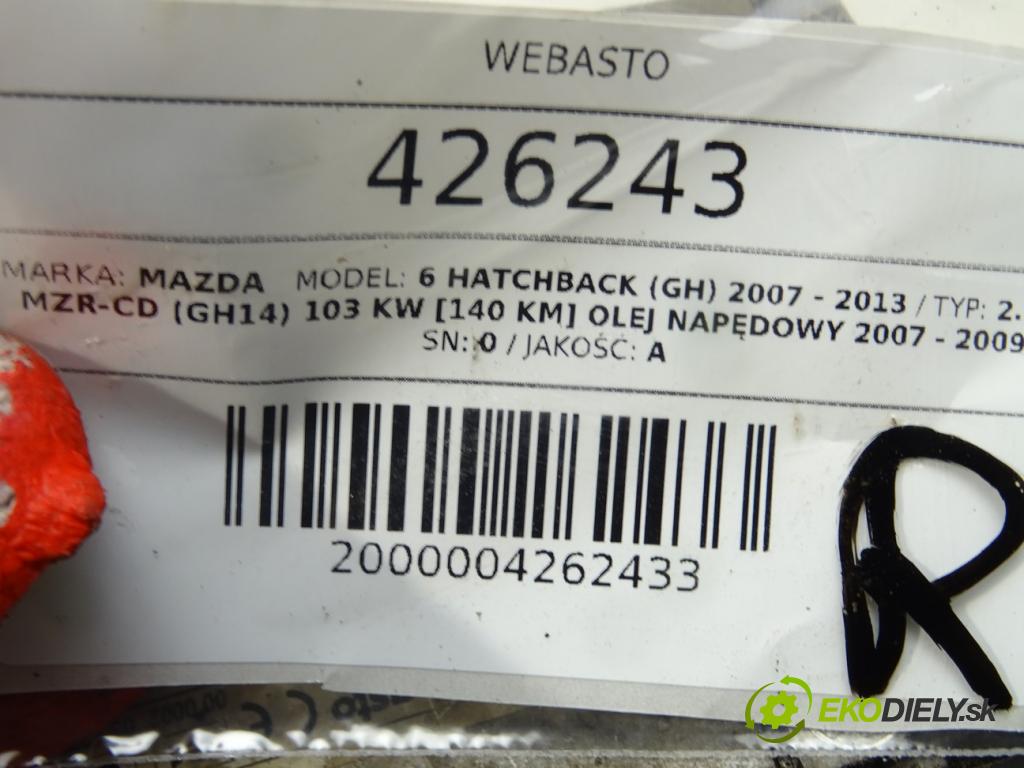 MAZDA 6 Hatchback (GH) 2007 - 2013    2.0 MZR-CD (GH14) 103 kW [140 KM] olej napędowy 20  Webasto THERMO TOP C (Webasto)