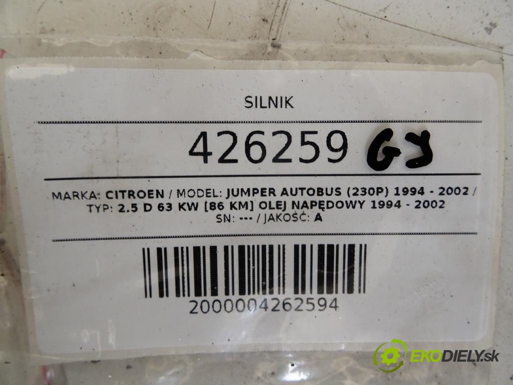 CITROEN JUMPER Autobus (230P) 1994 - 2002    2.5 D 63 kW [86 KM] olej napędowy 1994 - 2002  Motor  (Motory (kompletné))