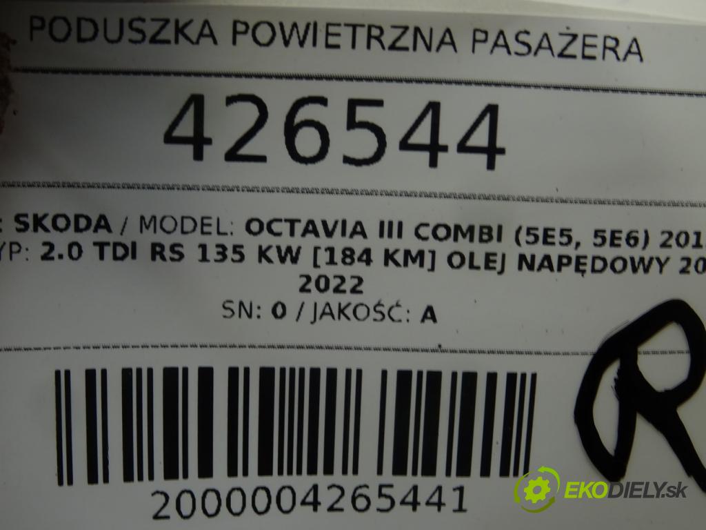 SKODA OCTAVIA III Combi (5E5, 5E6) 2012 - 2022    2.0 TDI RS 135 kW [184 KM] olej napędowy 2013 - 20  AirBag spolujazdca 8V0880204G (Airbagy)