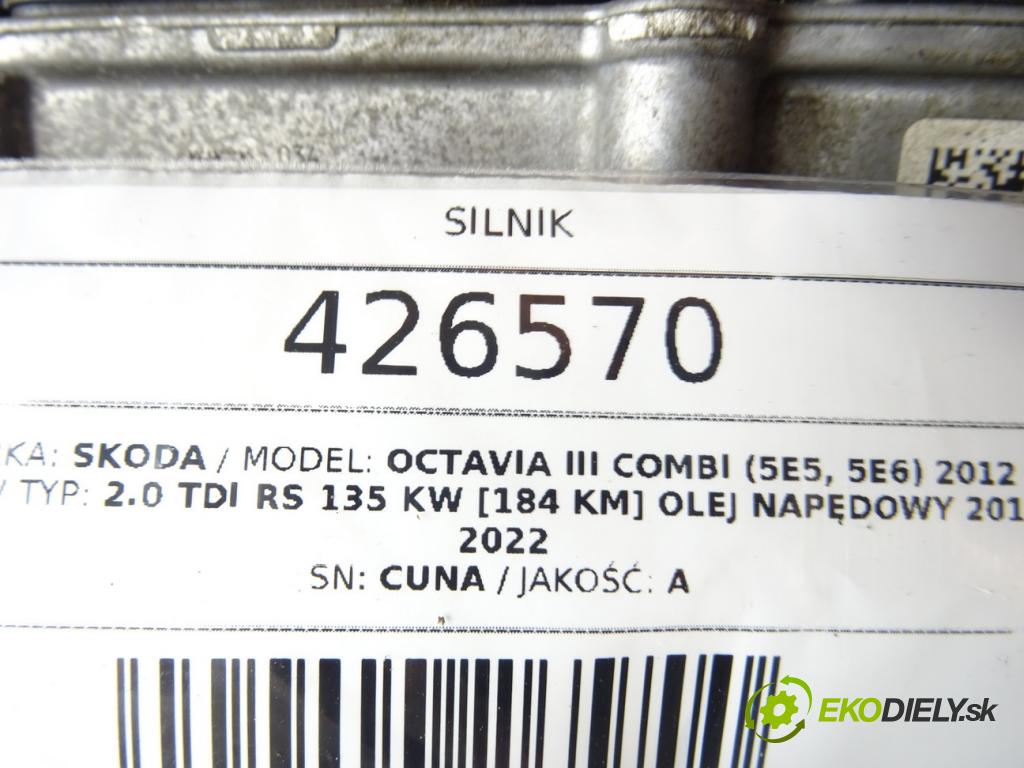SKODA OCTAVIA III Combi (5E5, 5E6) 2012 - 2022    2.0 TDI RS 135 kW [184 KM] olej napędowy 2013 - 20  motor CUNA (Motory (kompletní))
