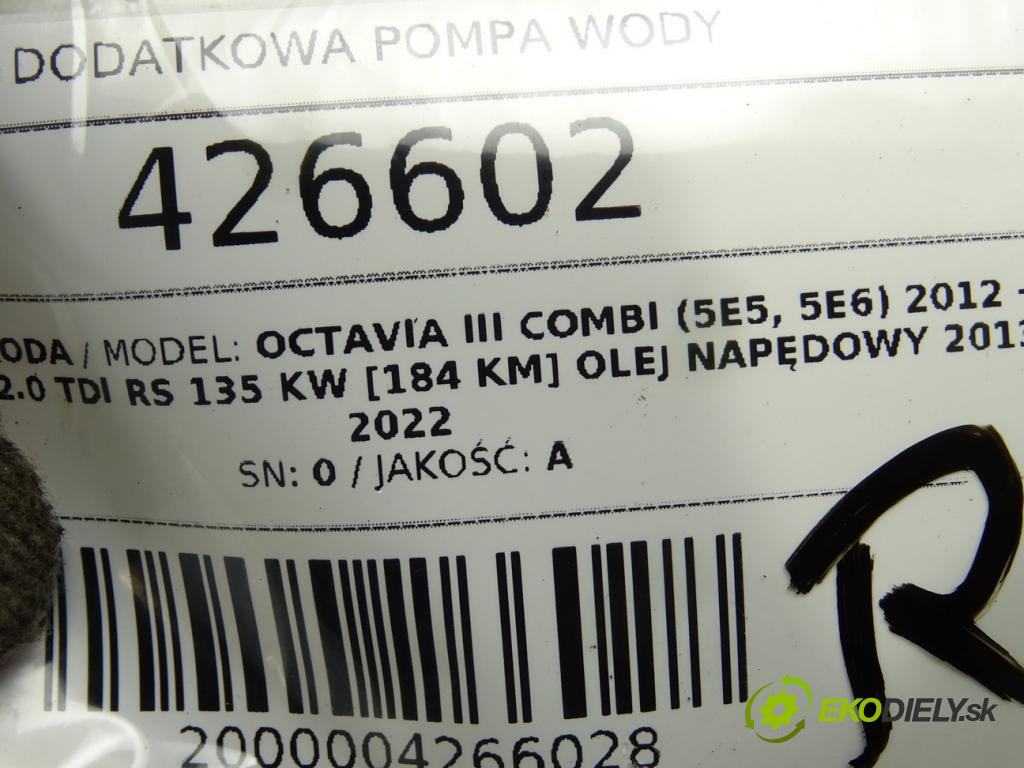 SKODA OCTAVIA III Combi (5E5, 5E6) 2012 - 2022    2.0 TDI RS 135 kW [184 KM] olej napędowy 2013 - 20  DALŠÍ: Pumpa vody 04L965567A (Vodné pumpy)