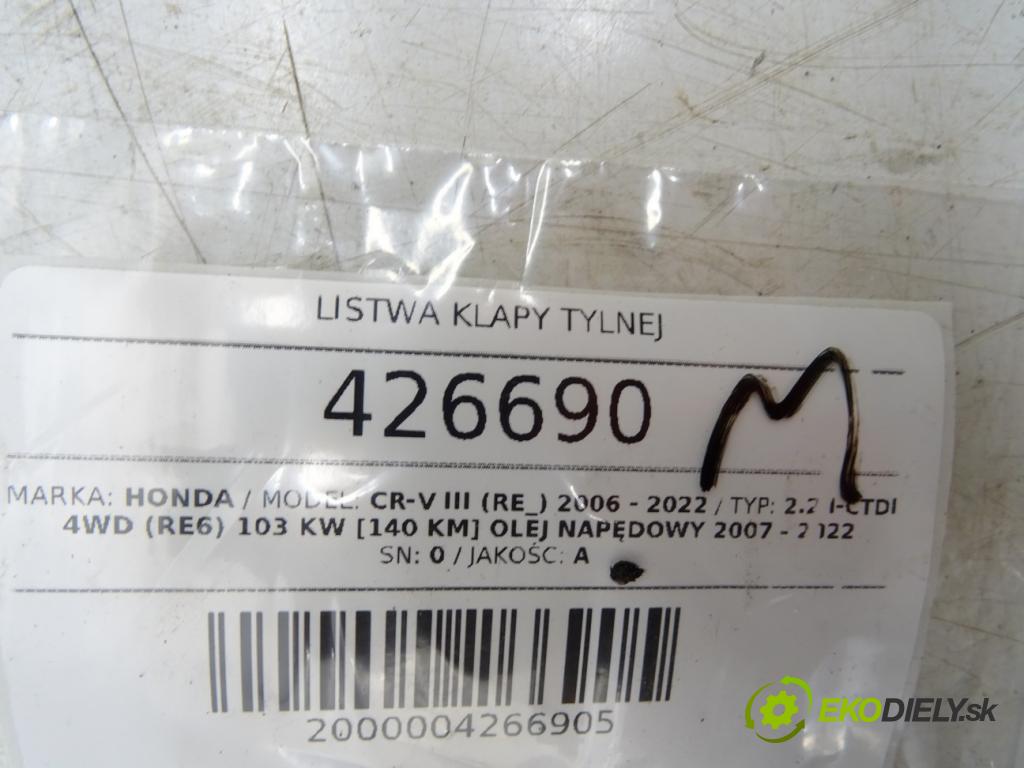 HONDA CR-V III (RE_) 2006 - 2022    2.2 i-CTDi 4WD (RE6) 103 kW [140 KM] olej napędowy  Lišta dverí zad  (Lišty)