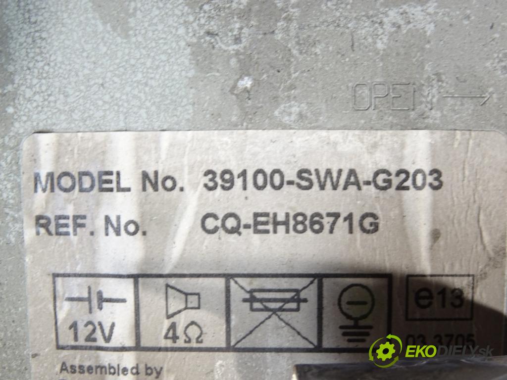 HONDA CR-V III (RE_) 2006 - 2022    2.2 i-CTDi 4WD (RE6) 103 kW [140 KM] olej napędowy  RADIO 39100-SWA-G203 (Audio zariadenia)