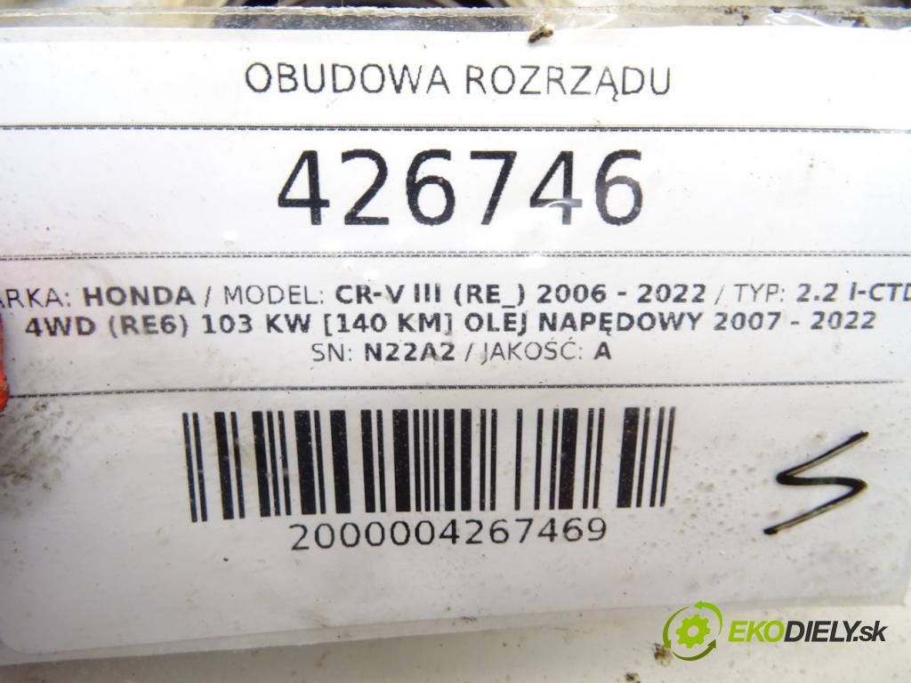 HONDA CR-V III (RE_) 2006 - 2022    2.2 i-CTDi 4WD (RE6) 103 kW [140 KM] olej napędowy  Obal N22A2 (Kryty motora)