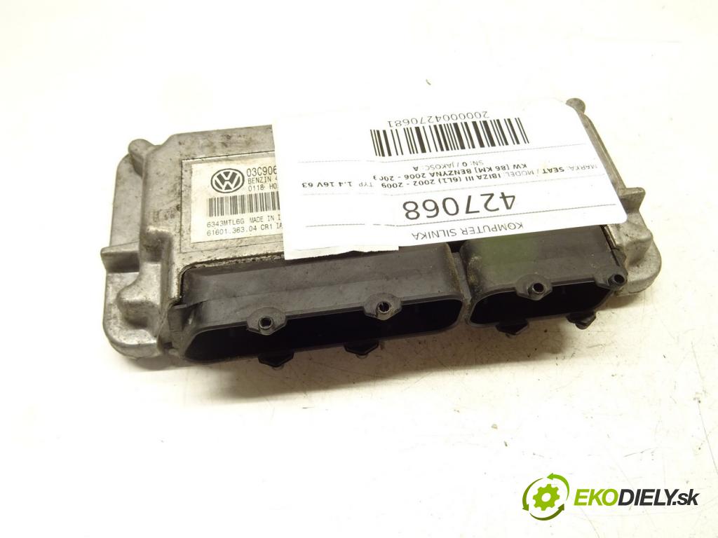 SEAT IBIZA III (6L1) 2002 - 2009    1.4 16V 63 kW [86 KM] benzyna 2006 - 2009  riadiaca jednotka Motor 03C906024H (Riadiace jednotky)