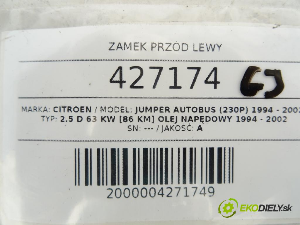 CITROEN JUMPER Autobus (230P) 1994 - 2002    2.5 D 63 kW [86 KM] olej napędowy 1994 - 2002  zámok přední část levý