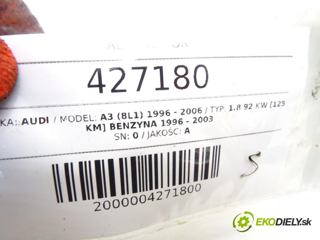 AUDI A3 (8L1) 1996 - 2006    1.8 92 kW [125 KM] benzyna 1996 - 2003  Alternátor 037903025D (Alternátory)