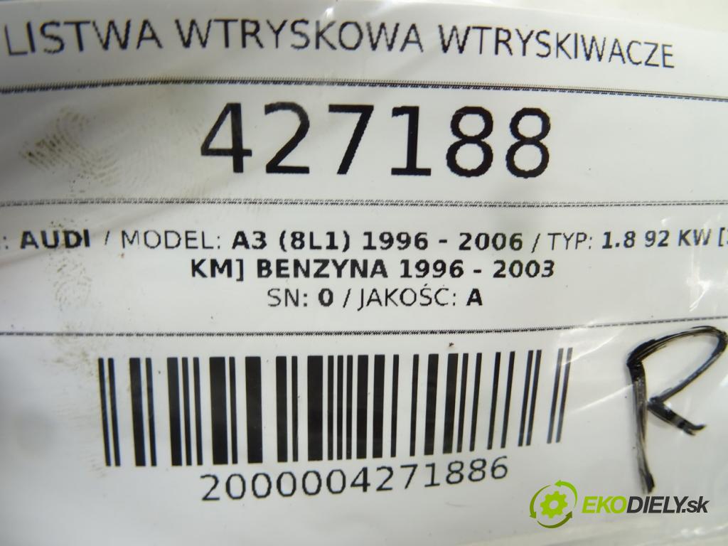 AUDI A3 (8L1) 1996 - 2006    1.8 92 kW [125 KM] benzyna 1996 - 2003  Lišta vstrekovacia Vstrekovacie ventily 06A133317B (Vstrekovacie lišty)