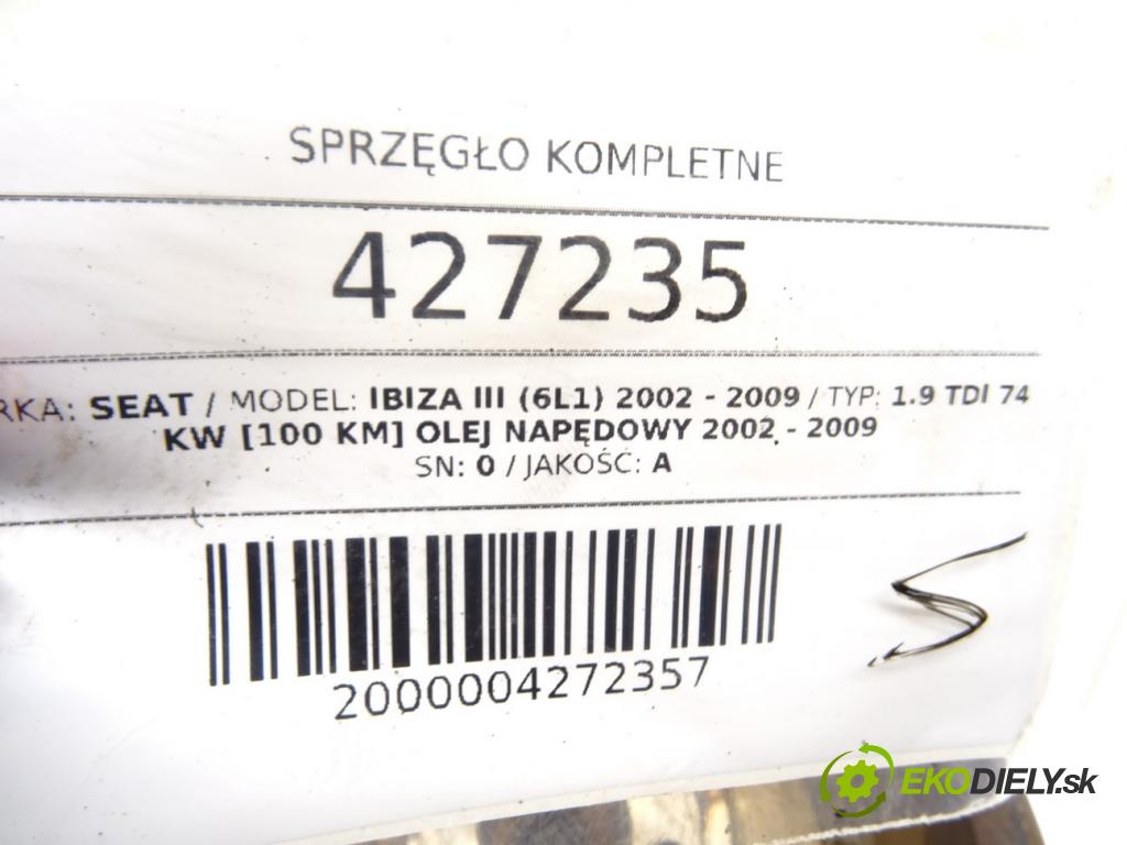 SEAT IBIZA III (6L1) 2002 - 2009    1.9 TDI 74 kW [100 KM] olej napędowy 2002 - 2009  Spojková sada (bez ložiska) komplet 038141032 (Kompletné sady (bez ložiska))