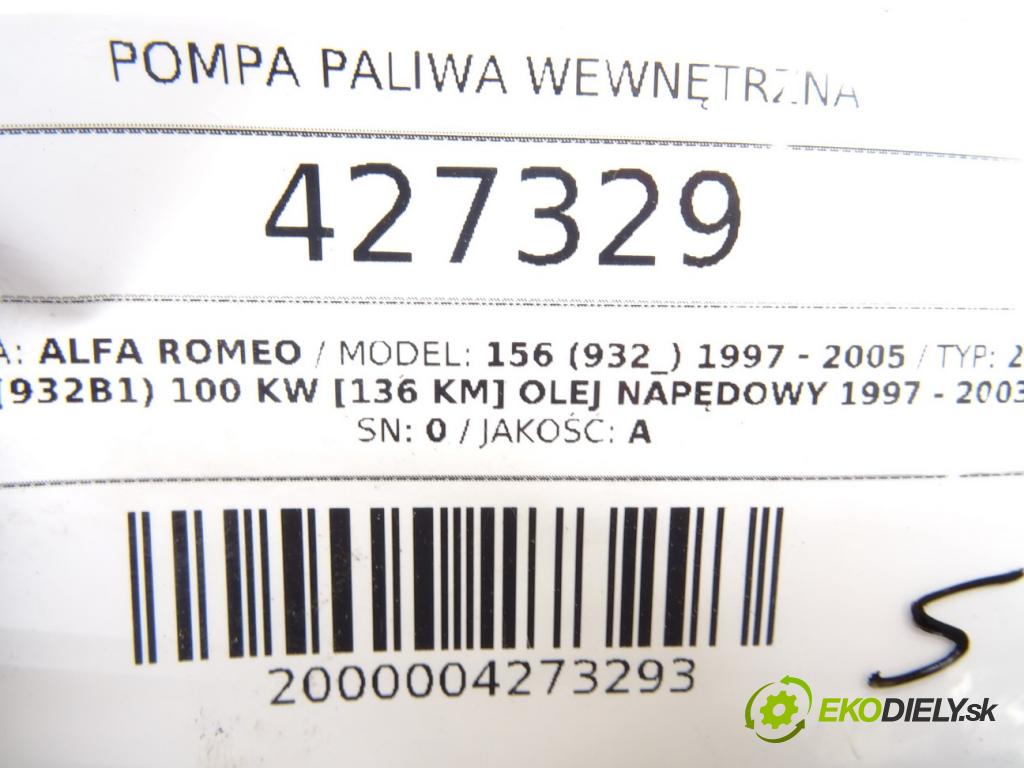 ALFA ROMEO 156 (932_) 1997 - 2005    2.4 JTD (932B1) 100 kW [136 KM] olej napędowy 1997  Pumpa paliva vnútorná 0580303003 (Palivové pumpy, čerpadlá, plaváky)