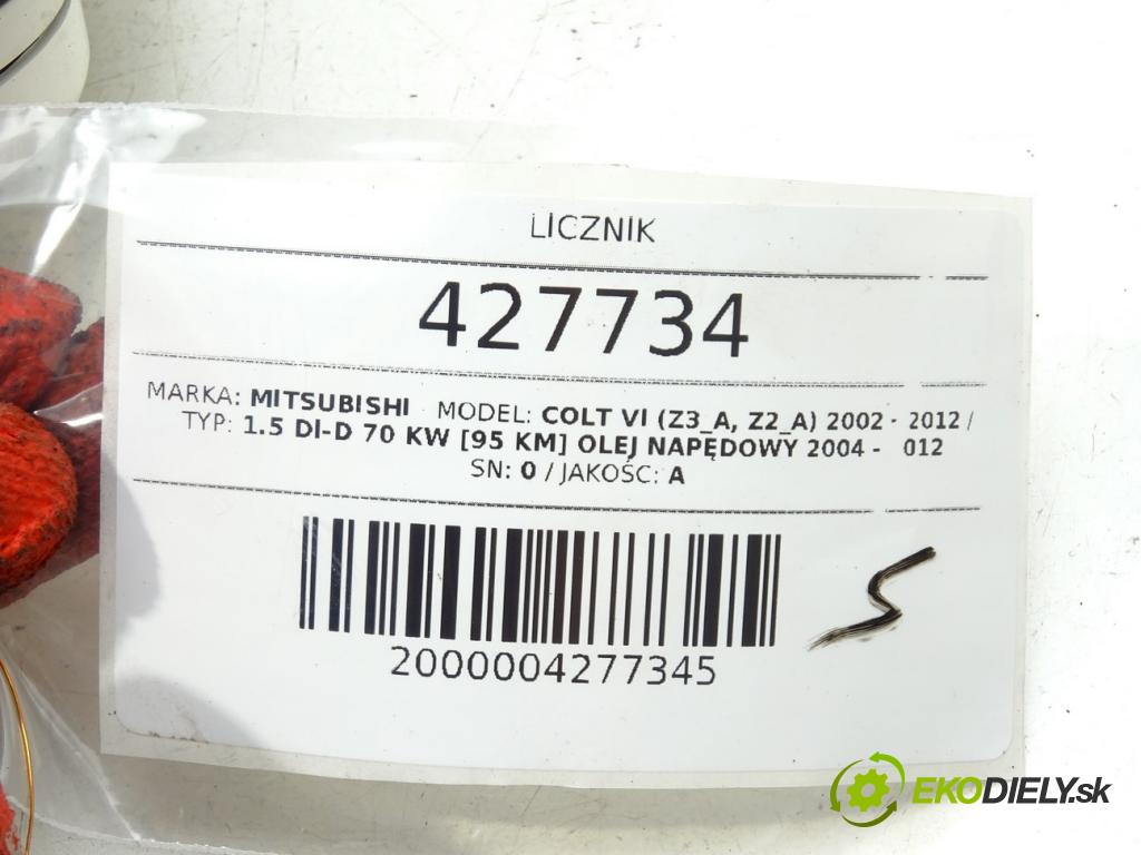 MITSUBISHI COLT VI (Z3_A, Z2_A) 2002 - 2012    1.5 DI-D 70 kW [95 KM] olej napędowy 2004 - 2012  Prístrojovka MR951772 (Prístrojové dosky, displeje)