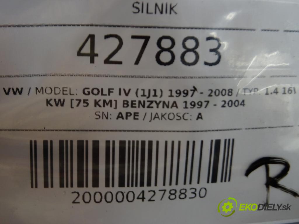 VW GOLF IV (1J1) 1997 - 2008    1.4 16V 55 kW [75 KM] benzyna 1997 - 2004  Motor APE (Motory (kompletné))