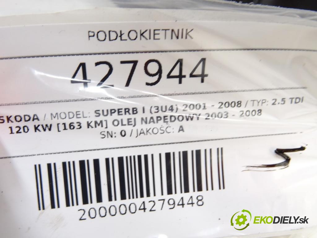 SKODA SUPERB I (3U4) 2001 - 2008    2.5 TDI 120 kW [163 KM] olej napędowy 2003 - 2008  Lakťová opierka 3U0864207C (Lakťové opierky)