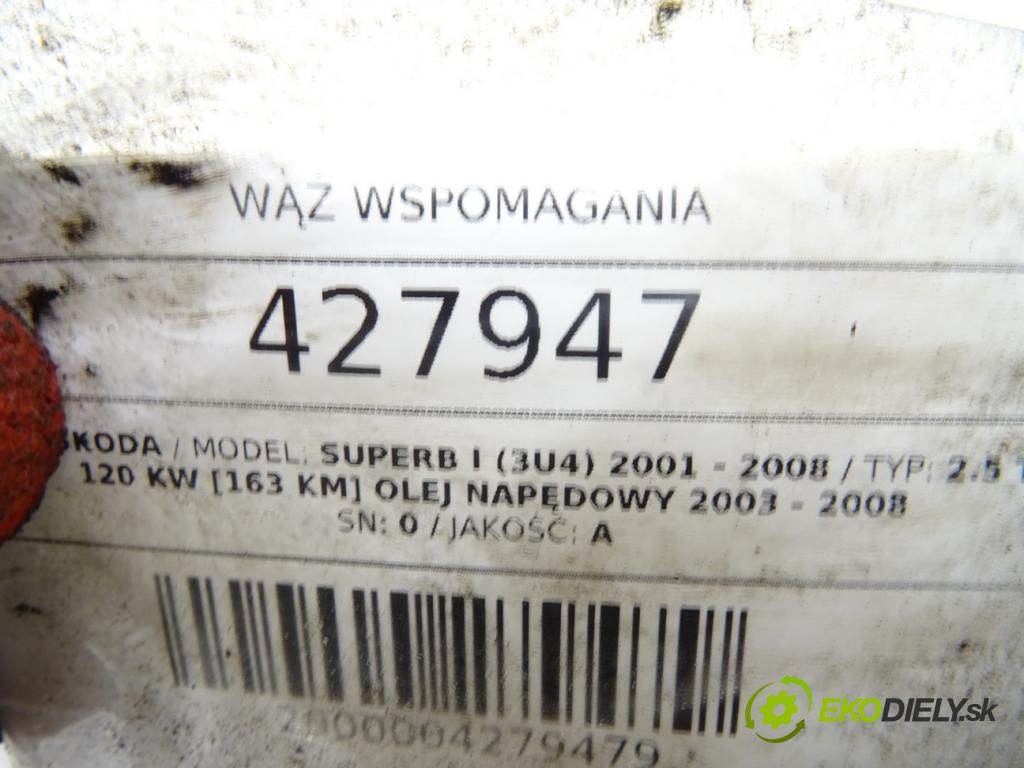 SKODA SUPERB I (3U4) 2001 - 2008    2.5 TDI 120 kW [163 KM] olej napędowy 2003 - 2008  hadica servočerpadlo 3B1422893C (Rúrky, hadice servočerpadla)