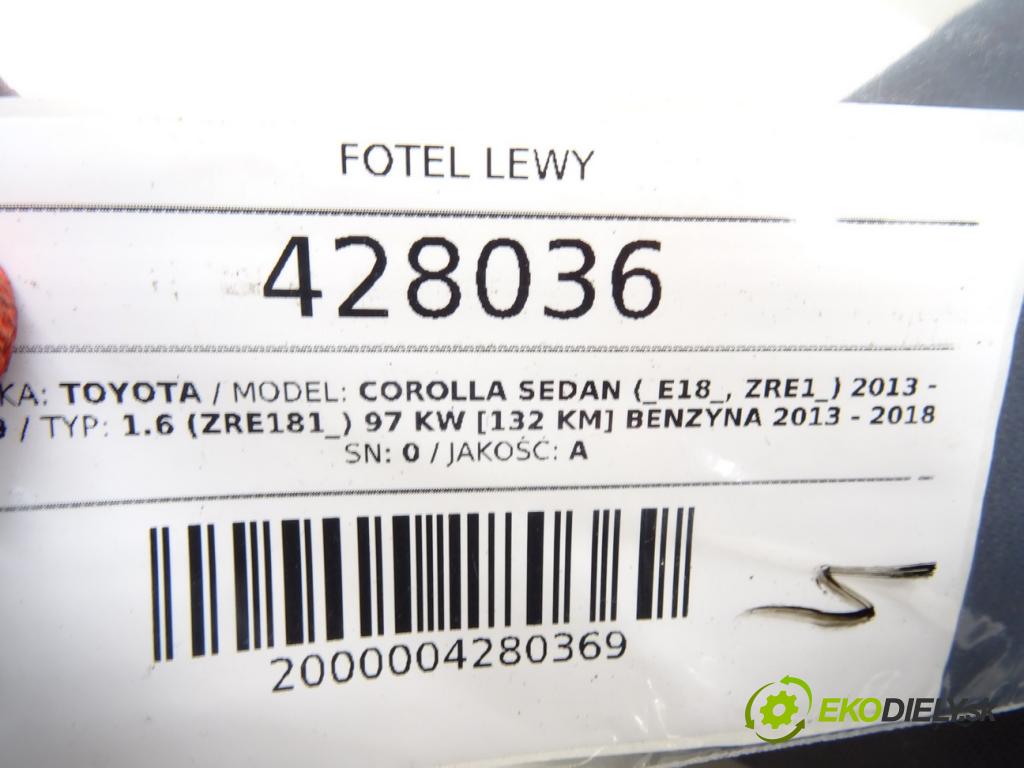 TOYOTA COROLLA sedan (_E18_, ZRE1_) 2013 - 2019    1.6 (ZRE181_) 97 kW [132 KM] benzyna 2013 - 2018  Sedadlo ľavy  (Sedačky, sedadlá)