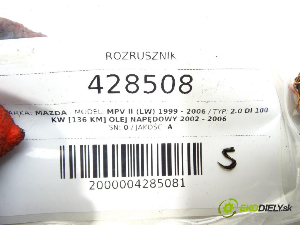 MAZDA MPV II (LW) 1999 - 2006    2.0 DI 100 kW [136 KM] olej napędowy 2002 - 2006  Štartér M002T88671 (Štartéry)