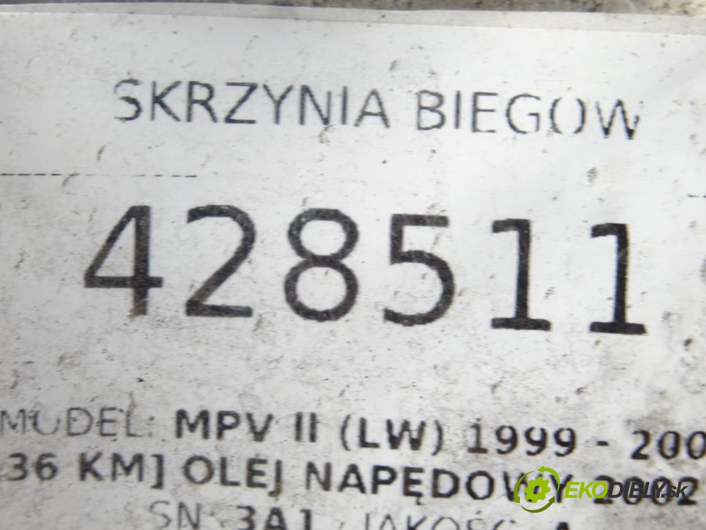 MAZDA MPV II (LW) 1999 - 2006    2.0 DI 100 kW [136 KM] olej napędowy 2002 - 2006  Prevodovka 3A1 (Prevodovky)