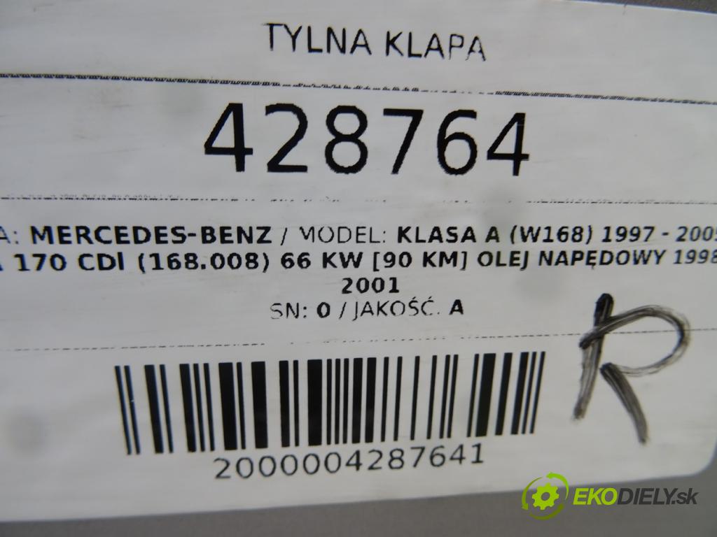 MERCEDES-BENZ KLASA A (W168) 1997 - 2005    A 170 CDI (168.008) 66 kW [90 KM] olej napędowy 19  zadní část kapota  (Zadní kapoty)