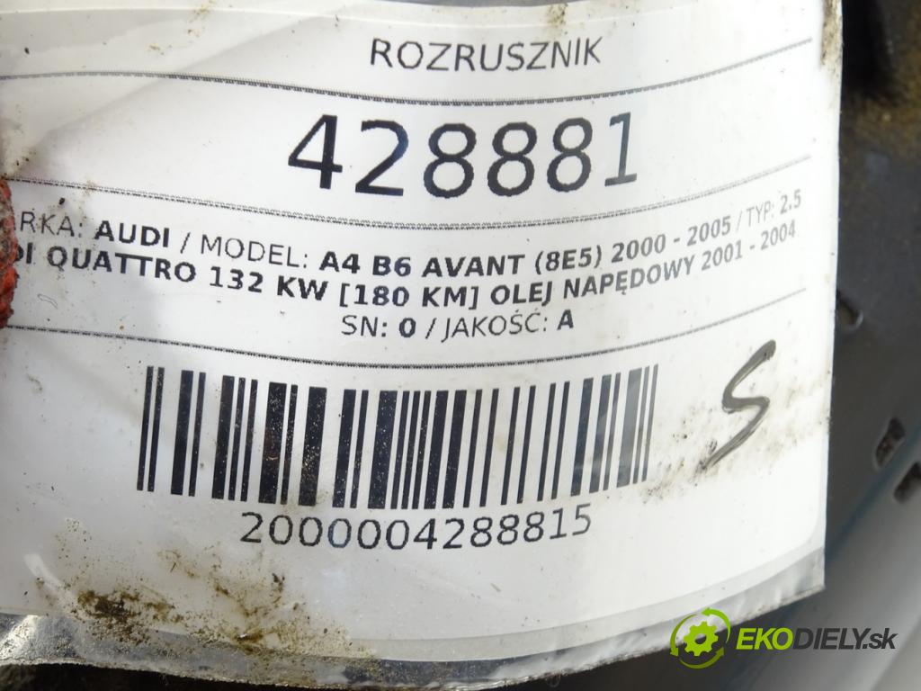 AUDI A4 B6 Avant (8E5) 2000 - 2005    2.5 TDI quattro 132 kW [180 KM] olej napędowy 2001  Štartér 0001109021 (Štartéry)