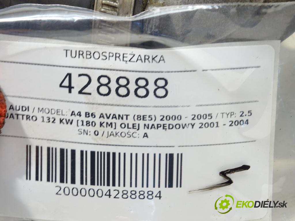 AUDI A4 B6 Avant (8E5) 2000 - 2005    2.5 TDI quattro 132 kW [180 KM] olej napędowy 2001  Turbodúchadlo,turbo 059145701F (Turbodúchadlá (kompletné))
