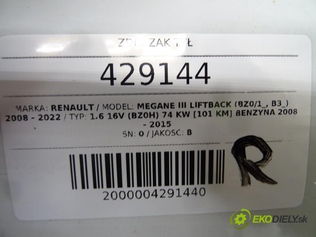 RENAULT MEGANE III liftback (BZ0/1_, B3_) 2008 - 2022    1.6 16V (BZ0H) 74 kW [101 KM] benzyna 2008 - 2015  nárazník zadní část