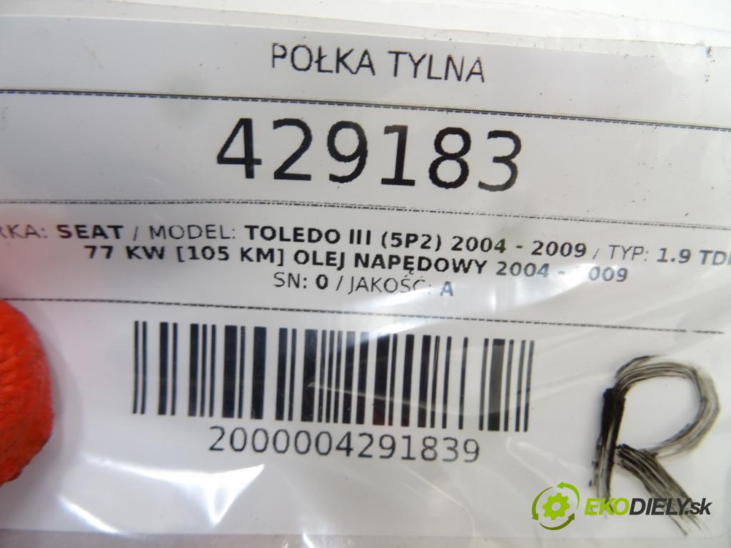 SEAT TOLEDO III (5P2) 2004 - 2009    1.9 TDI 77 kW [105 KM] olej napędowy 2004 - 2009  pláto zadní část 5P5867134A (Plata kufrů)