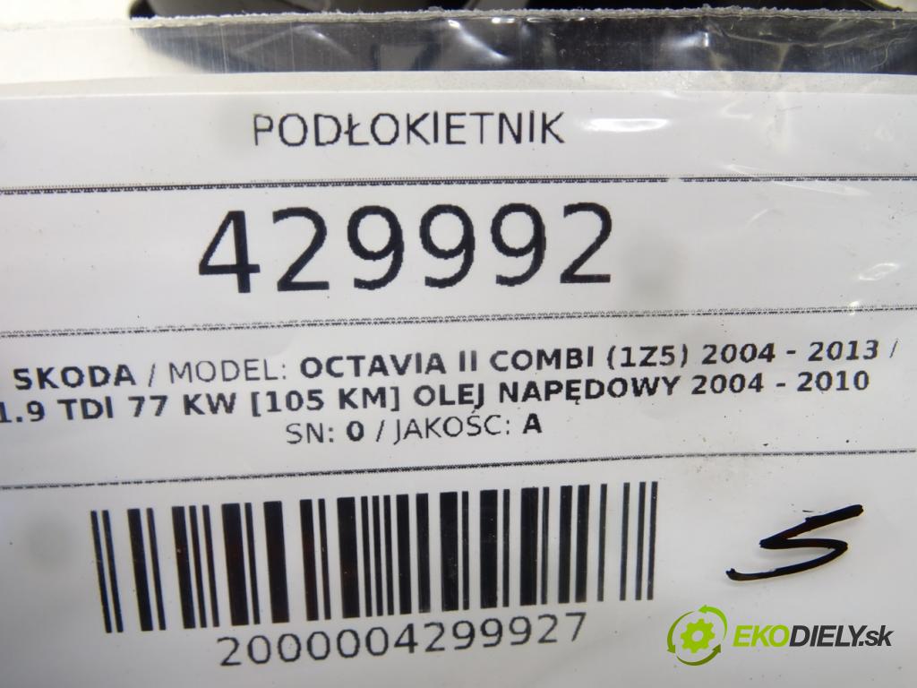 SKODA OCTAVIA II Combi (1Z5) 2004 - 2013    1.9 TDI 77 kW [105 KM] olej napędowy 2004 - 2010  Lakťová opierka 1Z0864207 (Lakťové opierky)